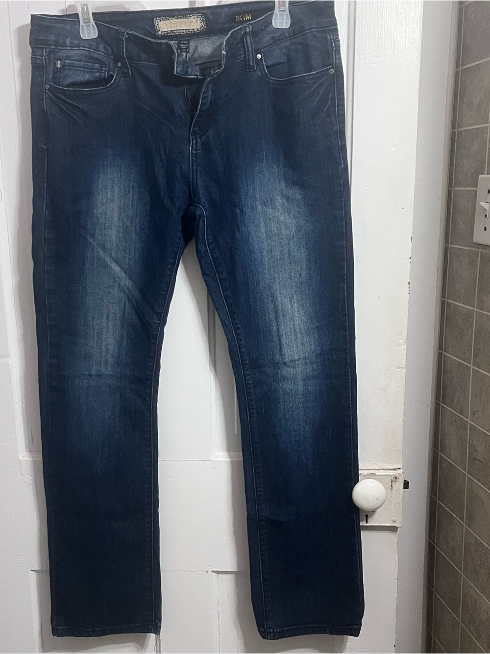 Kardashian Kollection Women’s Straight Jeans - Dark Blue Wash